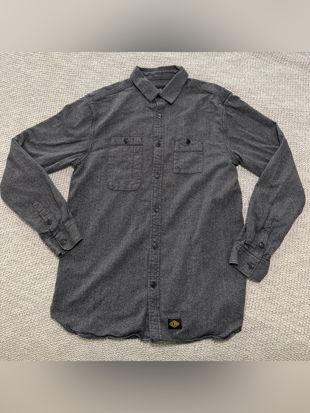 DJAB Charcoal Chevron-Twill button down shirt - large